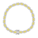 Asfour Crystal Tennis Bracelet With Turquoise Pear & Emerald Zircon In 925 Sterling Silver